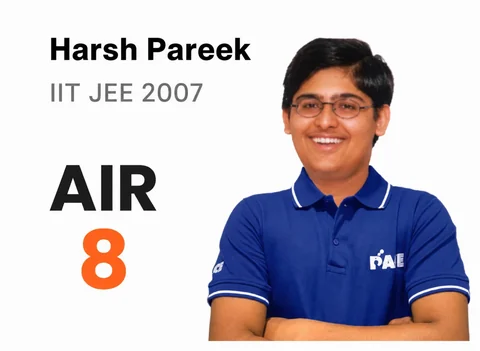 Harsh Pareek — IIT JEE 2007, AIR 8 (PACE IIT & Medical result artwork)