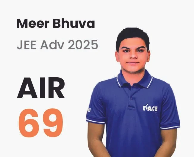 Meer Bhuva — JEE Adv 2025, AIR 69 (PACE IIT & Medical result artwork)