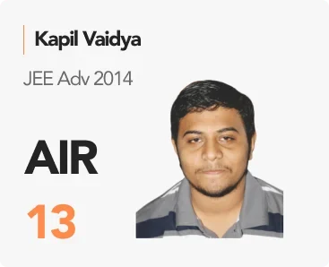 Kapil Vaidya — JEE Adv 2014, AIR 13 (PACE IIT & Medical result artwork)