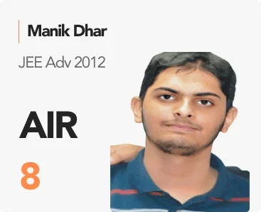 Manik Dhar — JEE Adv 2012, AIR 8 (PACE IIT & Medical result artwork)