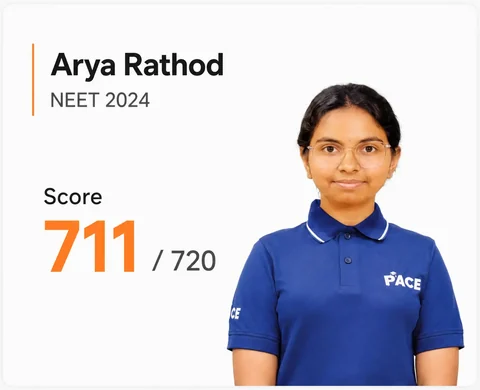 Arya Rathod — NEET 2024, Score 711 / 720 (PACE IIT & Medical result artwork)
