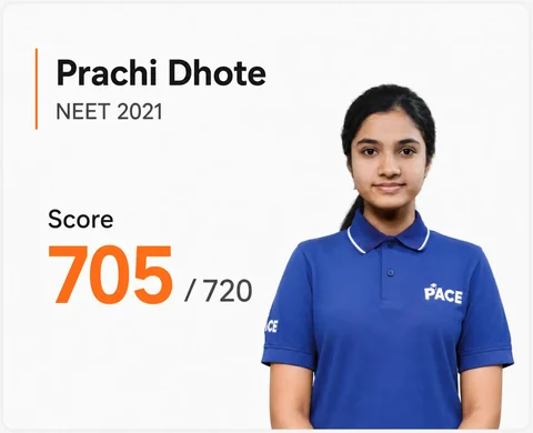 Prachi Dhote — NEET 2021, Score 705 / 720 (PACE IIT & Medical result artwork)