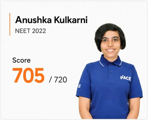 Anushka Kulkarni — NEET 2022, Score 705 / 720 (PACE IIT & Medical result artwork)