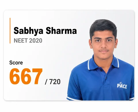 Sabhya Sharma — NEET 2020, Score 667 / 720 (PACE IIT & Medical result artwork)
