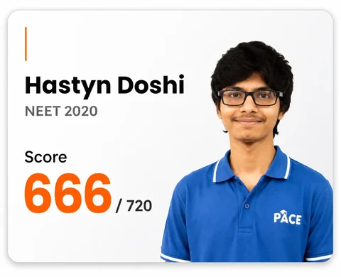 Hastyn Doshi — NEET 2020, Score 666 / 720 (PACE IIT & Medical result artwork)