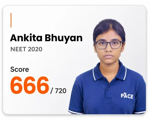 Ankita Bhuyan — NEET 2020, Score 666 / 720 (PACE IIT & Medical result artwork)