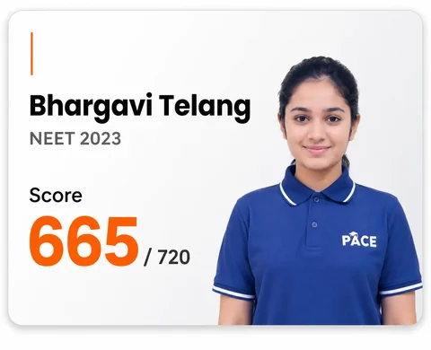 Bhargavi Telang — NEET 2023, Score 665 / 720 (PACE IIT & Medical result artwork)