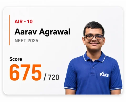 Aarav Agrawal — NEET 2025, AIR - 10, Score 675 / 720 (PACE IIT & Medical result artwork)